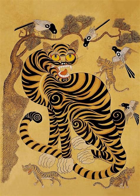 Traditional Korean Minhwa Tiger Digital Art by Patricia Keith - Pixels