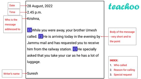 [Writing Class 8] - Write a message to inform Krishna - Teachoo