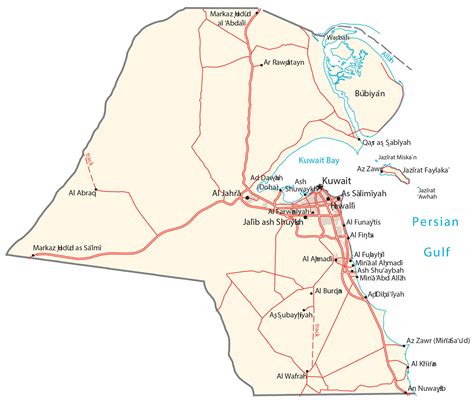 Kuwait Map - Cities and Roads - GIS Geography