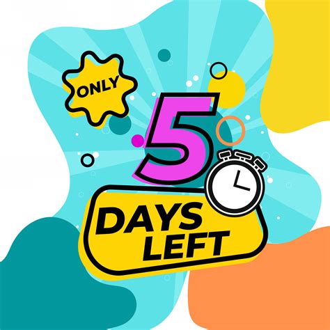 Countdown Number 5 days left vector illustration design 15696369 Vector ...