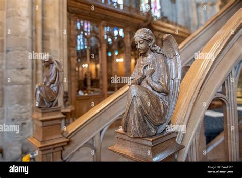 Dunblane Cathedral interior wood carvings, Dunblane, Scotland, UK Stock ...