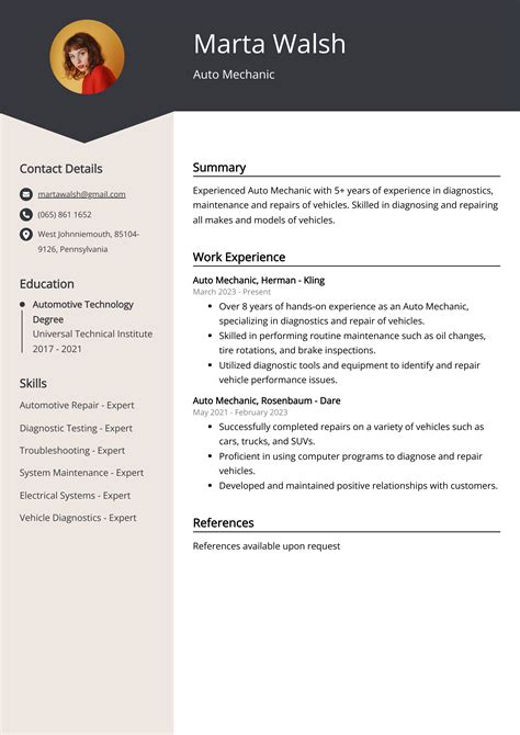 Auto Mechanic CV Example for 2023 (Skills & Templates)