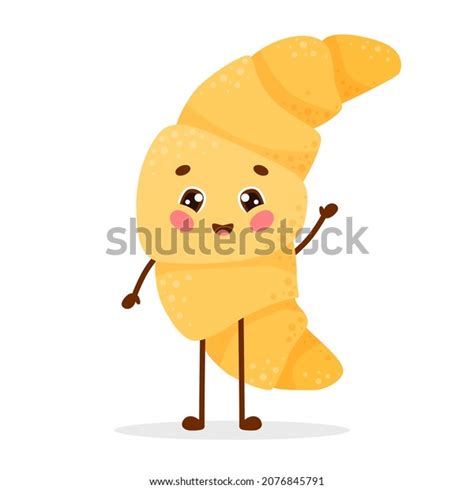 Cute Cartoon Character Croissant Standing Happy: เวกเตอร์สต็อก (ปลอดค่า ...