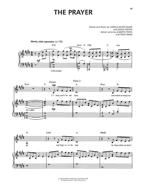 The Prayer by Josh Groban & Charlotte Church Sheet Music for Piano ...