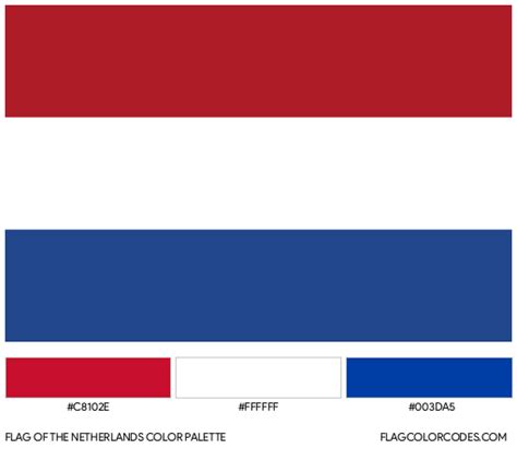 The Netherlands flag color codes