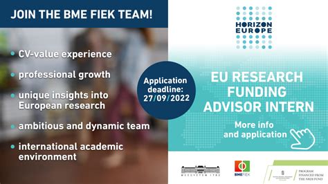 EUROPEAN RESEARCH FUNDING ADVISOR INTERN – BME FIEK – BME FIEK