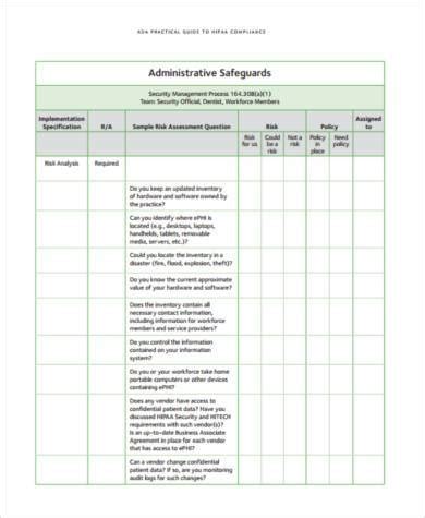 Hipaa Risk Assessment Template | Free Sample, Example & Format Template