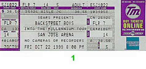 Backstreet Boys Vintage Concert Vintage Ticket from San Jose Arena, Oct ...