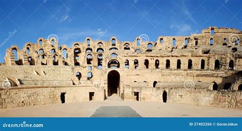 El Djem Amphitheatre gate stock photo. Image of coliseum - 27402266