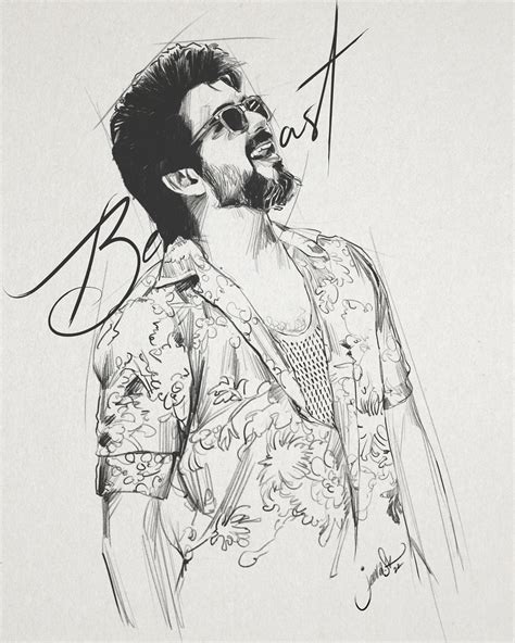 Jeeva Artist - Beast Thalapathy Vijay Pencil Sketch 2022 ...