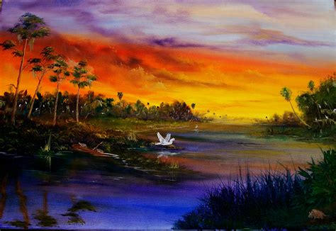 Sunset On The St. John River Painting by Harry Gray Jr