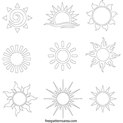 Sun Vector Files | Free Printable Stencils Templates | Sun tattoo ...