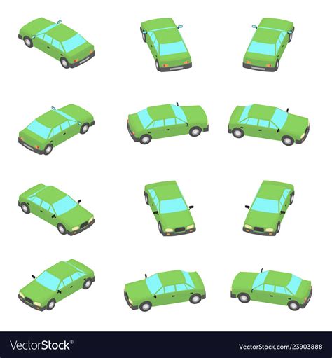 Animation of the rotation of the car in isometric Vector Image