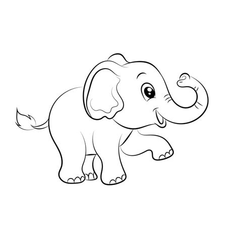 Elephant coloring page for kids Hand drawn elephant outline ...