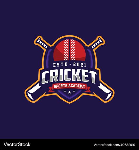 Cricket team logo template design Royalty Free Vector Image