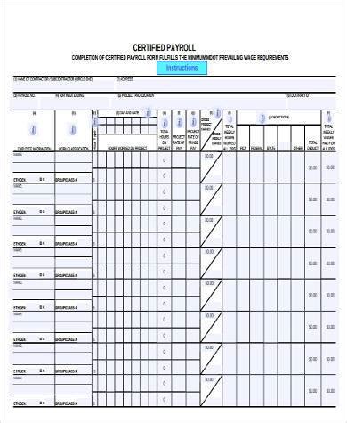 FREE 9+ Sample Certified Payroll Forms in MS Word | PDF | Excel