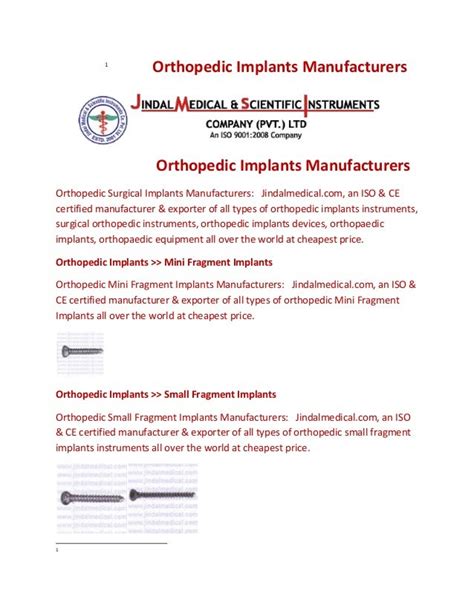 Orthopedic implants manufacturers