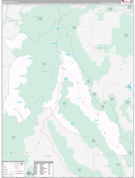 Lemhi County, ID Wall Map Premium Style by MarketMAPS - MapSales