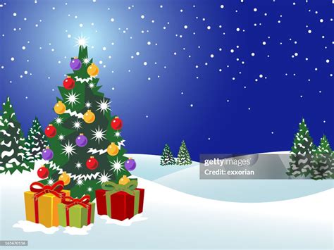 Cartoon Background Of Christmas Tree High-Res Vector Graphic - Getty Images