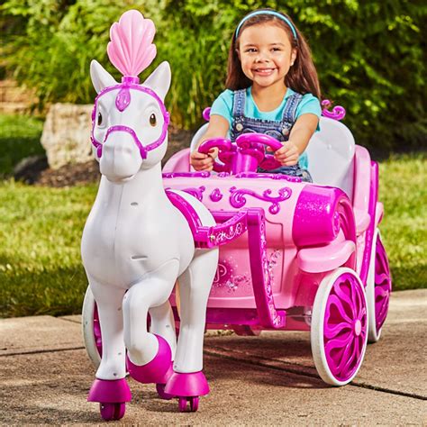 Disney Princess Royal Horse and Carriage Girls 6V Ride-On Toy by Huffy ...