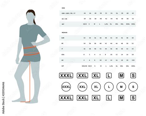 Measurements for clothing. Vector illustration of the dimensions of the ...