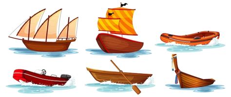 Free Vector | Set of different kinds of boats and ships isolated