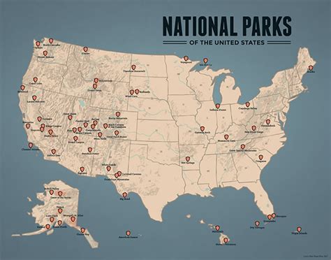 US National Parks Map 11x14 Print - Walmart.com