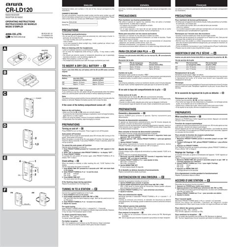 AIWA CR-LD120 RECEIVER OPERATING INSTRUCTIONS | ManualsLib