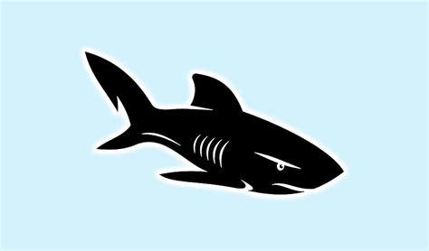 Great White Shark Cartoon Silhouette. Digital Art by Tom Hill - Fine ...