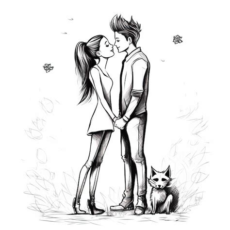 Premium AI Image | a drawing of a couple and a dog with the words quot ...