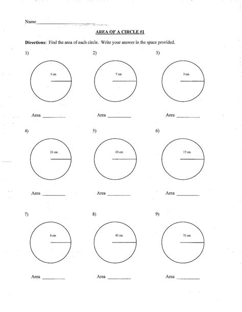 Area of the Circle 6th Grade Math Worksheets | K5 Worksheets