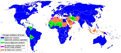 World map showing status of Israel's diplomatic relations. | Map ...