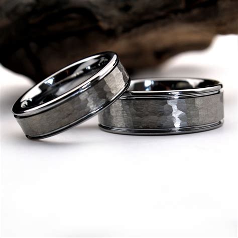 The Atlas Set | Hammered Tungsten Ring Set | Thorum