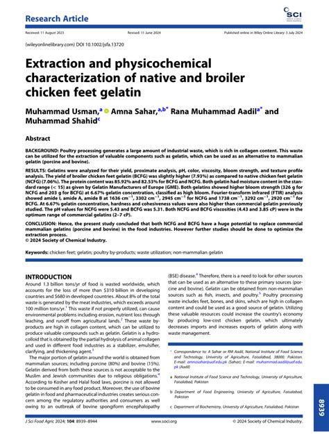 Extraction and physicochemical characterization of native and broiler ...