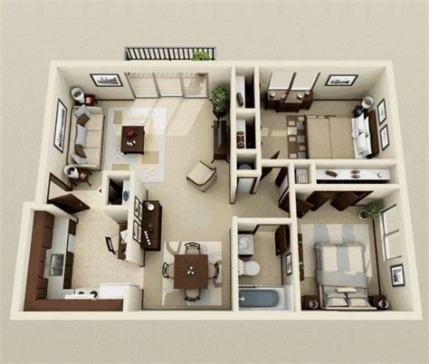 2 Bedroom Apartment/House Plans | Two bedroom house, Small house plans ...