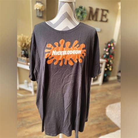 Nickelodeon | Tops | Nickelodeon Dark Gray Orange Splat Logo Plus Size ...