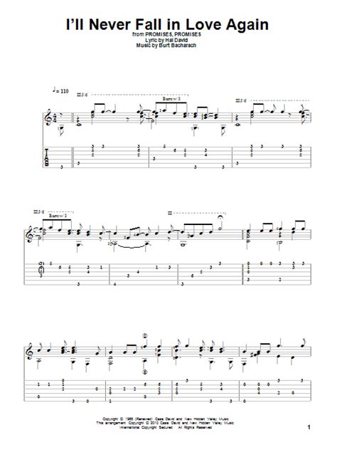 I'll Never Fall In Love Again Sheet Music | Bacharach & David | Solo Guitar