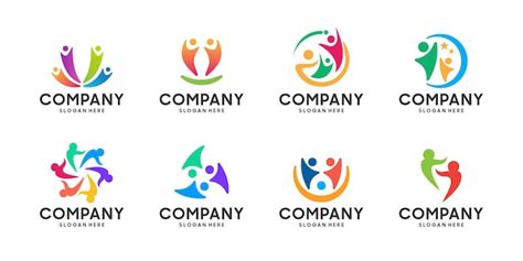 Premium Vector | Set of creative human unity logo design collection