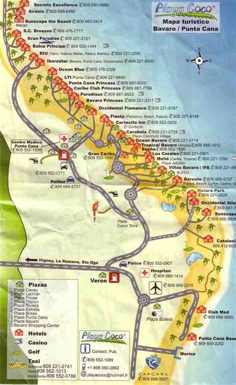 This detailed Punta Cana tourist map shows the location of most Punta ...