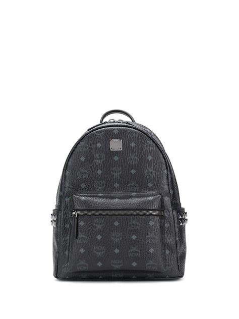 MCM Logo Print Studded Backpack - Farfetch