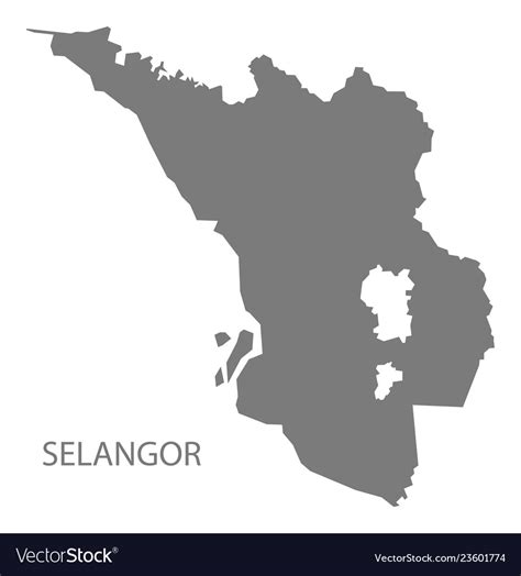 Selangor malaysia map grey Royalty Free Vector Image