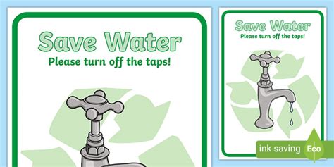 Eco And Recycling Turn Off the Taps Display Poster