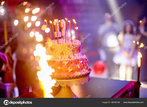 Birthday cake fireworks, birthday celebration Stock Photo by ©pavlovski ...