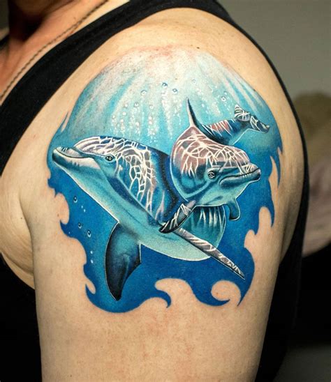 Dolphin Shoulder Piece | Dolphins tattoo, Shoulder piece tattoo, Ocean ...