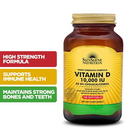 Buy Sunshine Nutrition Vitamin D 10000 Iu Softgels 100's | Life Pharmacy