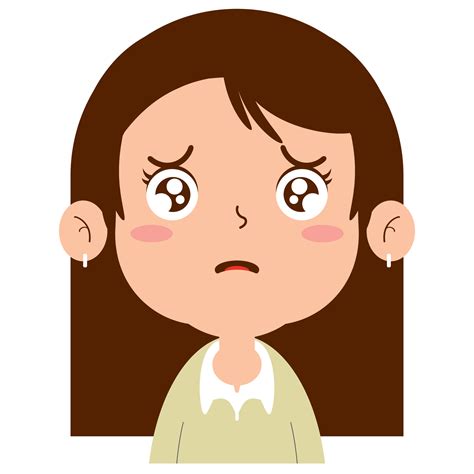 girl sad face cartoon cute 14428853 PNG