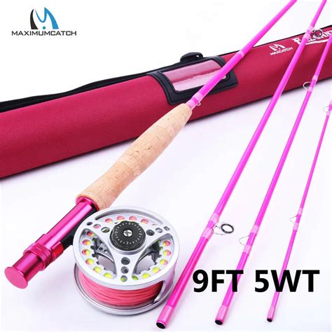 Maximumcatch 9FT 5WT Pink Fly Fishing Rod with Reel and Line Combo ...