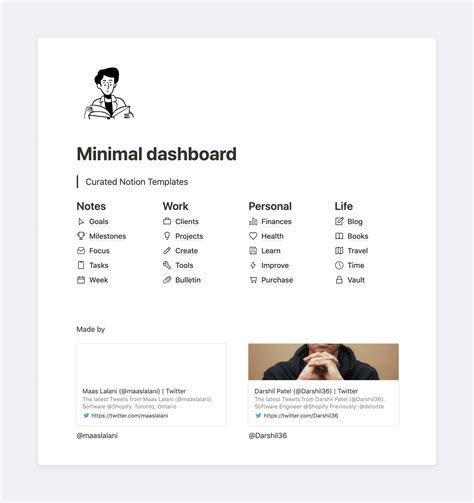 Minimal dashboard - Notion Templates