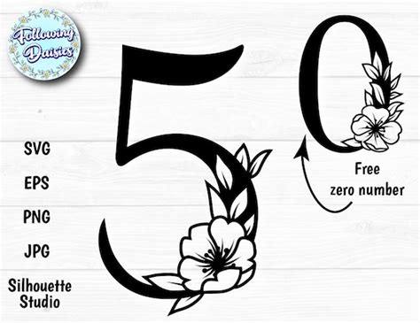 NUMBER 5 in SVG Floral Number Number 0 Number 50 - Etsy Denmark