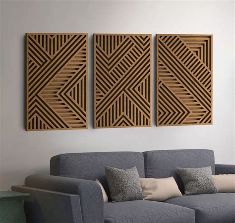 Modern Wood Wall Art Set Geometric Wood Wall Panels Wooden - Etsy